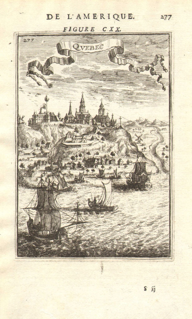 QUEBEC CITY. Decorative view. Boats Windmill. Québec, Canada. MALLET 1683